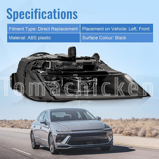 The dual-beam LED headlight assembly is suitable for the 2024-2025 for Hyundai Sonata (left LH side).