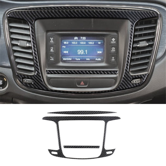 3X Carbon Fiber Multimedia Console Frame Cover Trim for Chrysler 200 2015-2017