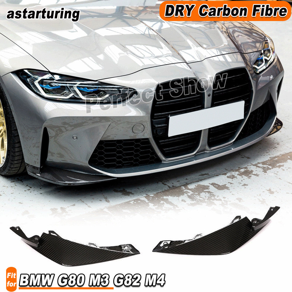 for BMW G80 M3 G82 M4 2021-2023 Dry Carbon Front Bumper Splitters Canards Fins