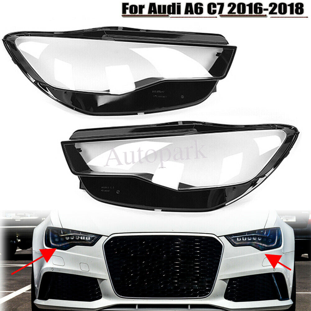 LeftRight Headlight Headlamp Lens Cover Shell for Audi A6 C7 2016 2017 2018