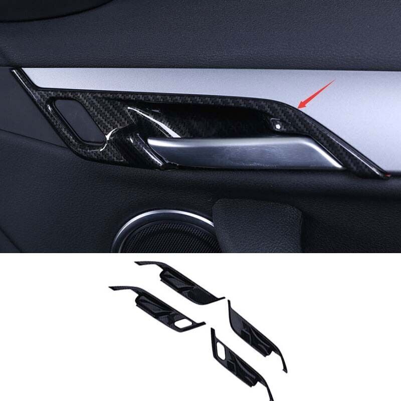 for BMW X1 F48 2016-2022 Carbon Fiber Interior Door Handle Bowl Frame Cover Trim