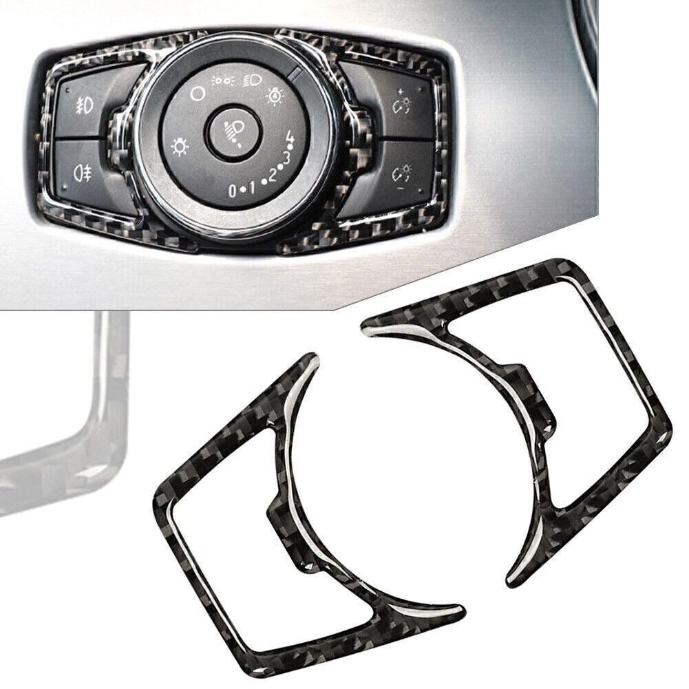 Carbon Fiber Headlight Switch Trim Sticker Fit for Ford F150 14-up for Mustang Explorer