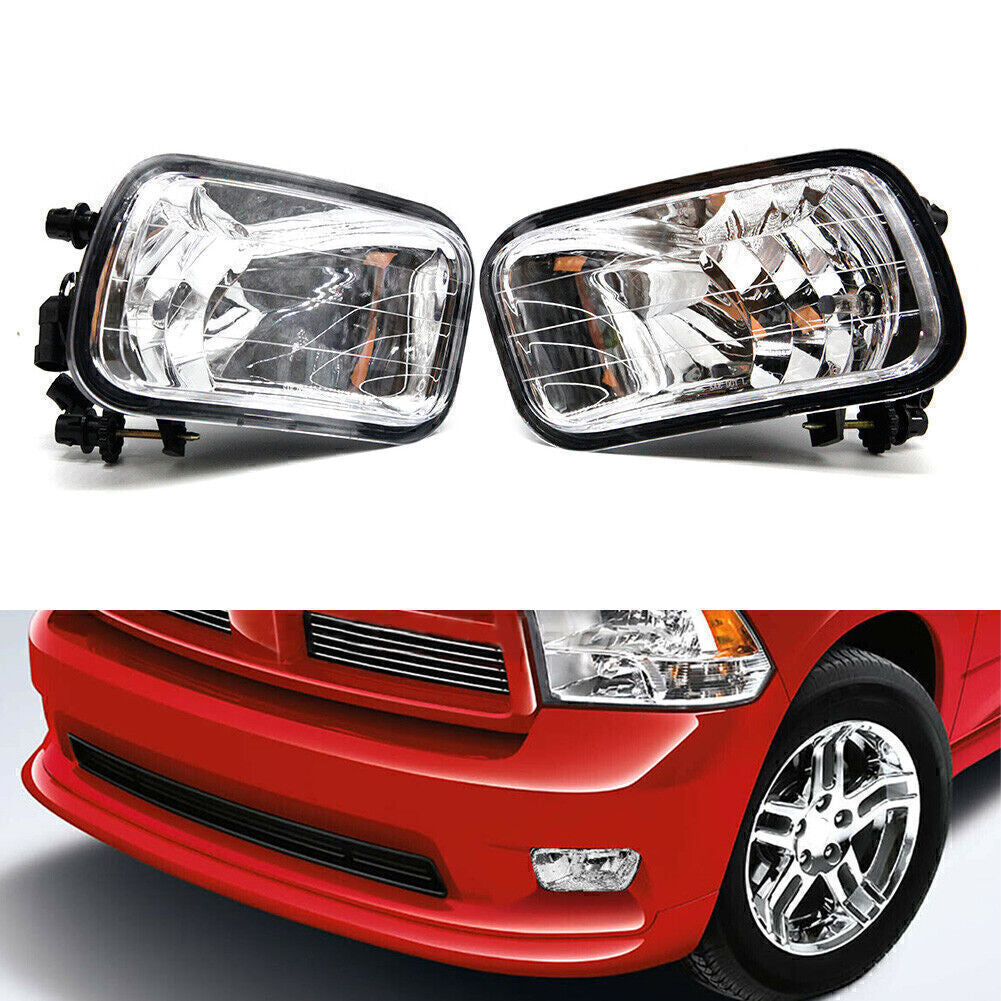 PAIR Front Fog Light Lamps Clear Lens for Dodge for Ram 1500 2500 3500 2009-2012