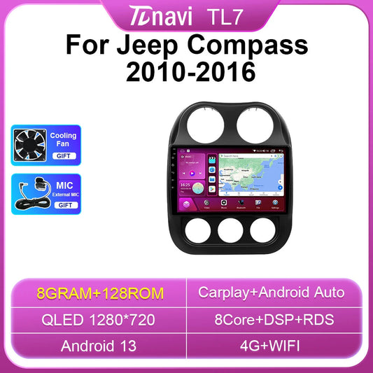 Android Car Stereo Radio for JEEP Compass 2010-2016 GPS Multimedia Player Screen