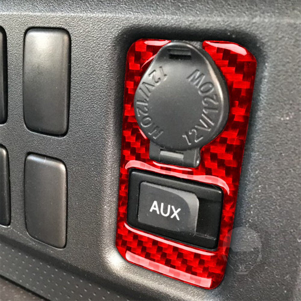 For Toyot@ FJ Cruiser 2007-21Red Carbon Fiber Inner AUX Power Outlet Switch Trim
