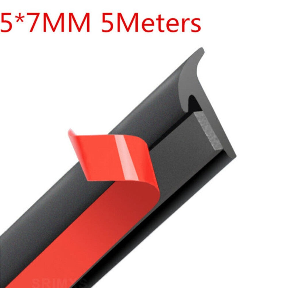 5M T-Type Rubber Sealing Strip/Black For Car Edge Trim Bumper Lip Side Skirt 1pc