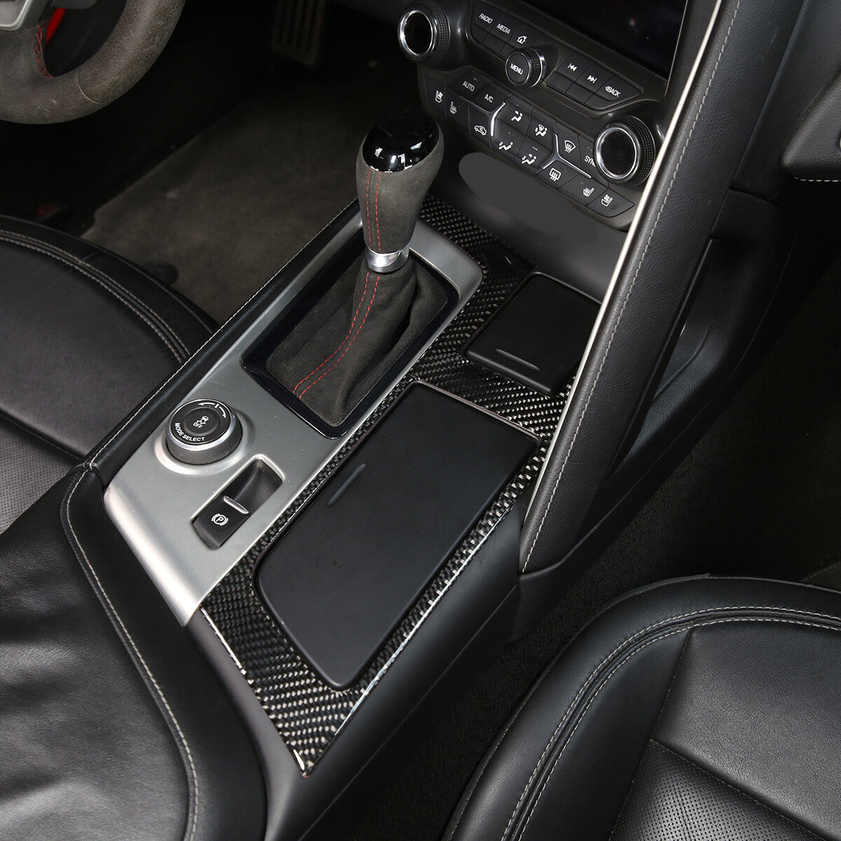 Carbon fiber steering wheel volume button cover trim for Corvette C7 2014-19 USA