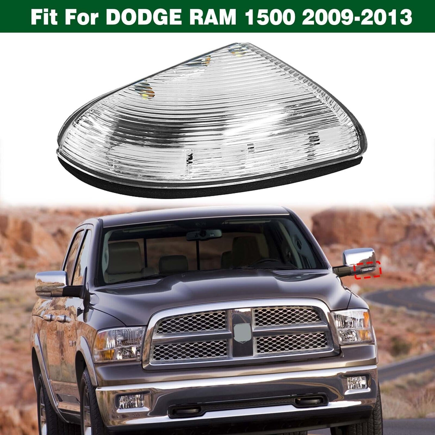 Left Side Mirror Turn Signal Puddle Indicator Light for Dodge for Ram 1500 2009-2013