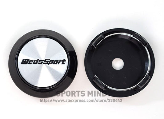 4x64mm Weds Sport logo badge wheel center cap hubcap badge silver TE37 edge
