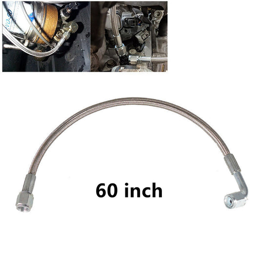 60 Turbo Oil Feed Line Steel Braided PTFE Line 4AN 90° Straight Hose End Teflon