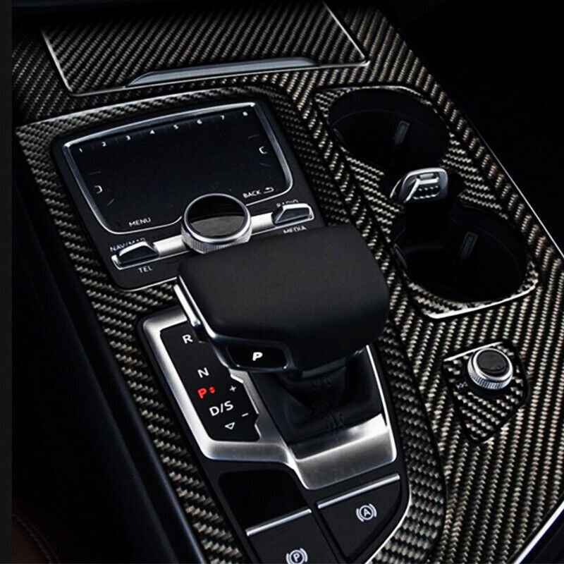 Real Carbon Fiber Car Gear Shift Panel Cover Trim Fit for Audi Q7 SQ7 2016-2019