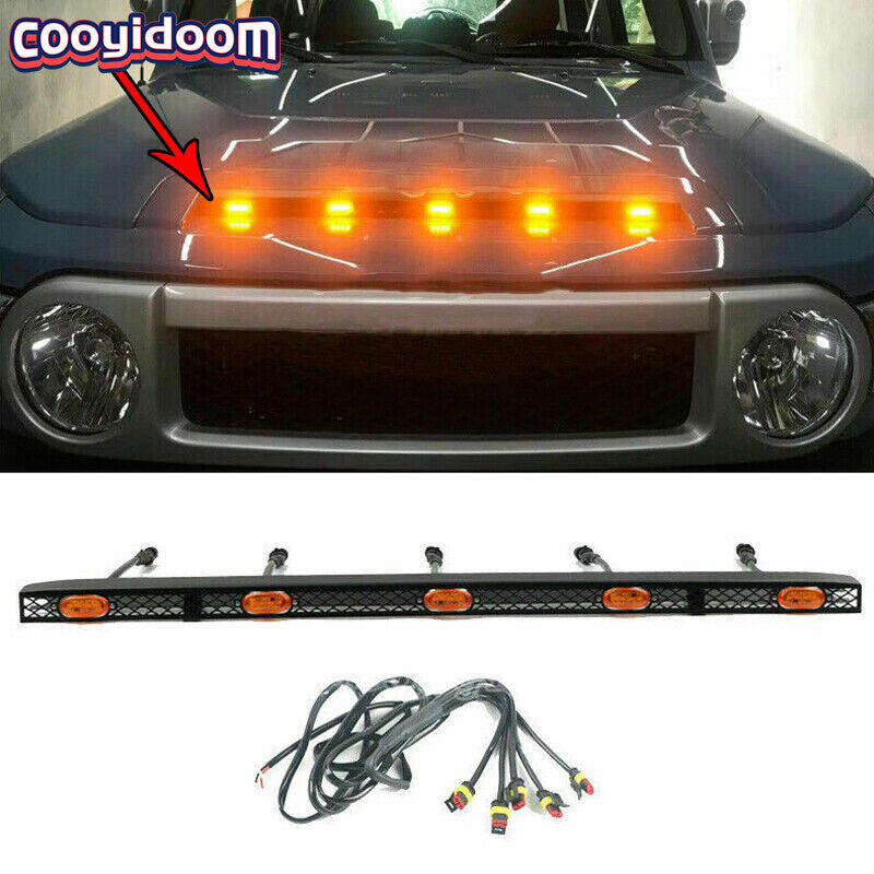 LED Vehicles Bonnet Hood Light Bars Cover 5 LED for Toyota FJ Cruiser 2007-2021