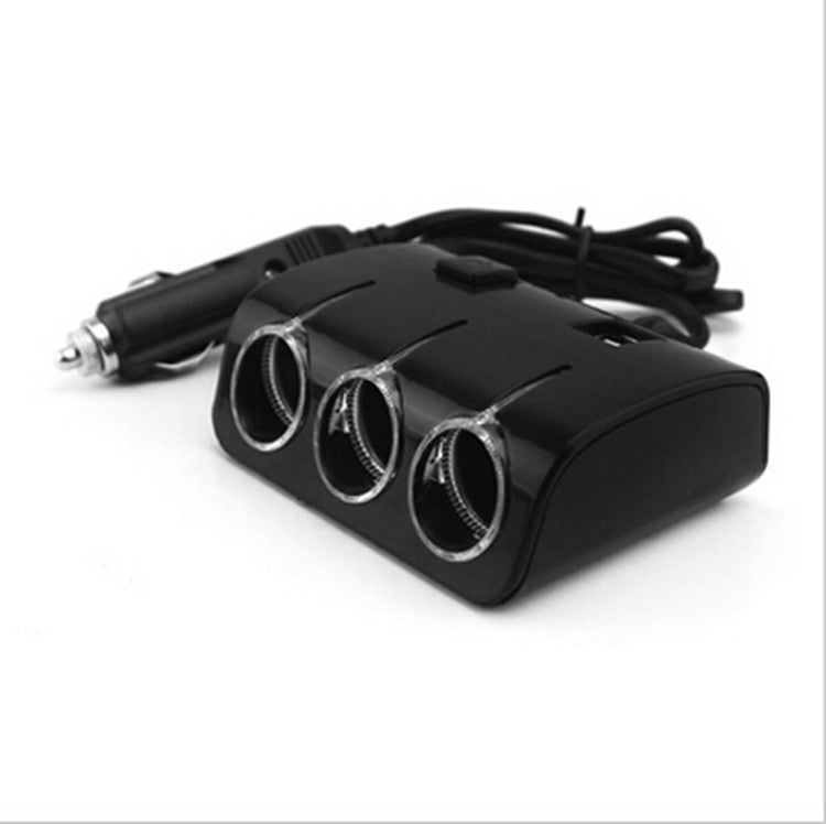 Car Black Charger Adapter 2 USB Port Adapt 3 Way Cigarette Lighter Power Socket