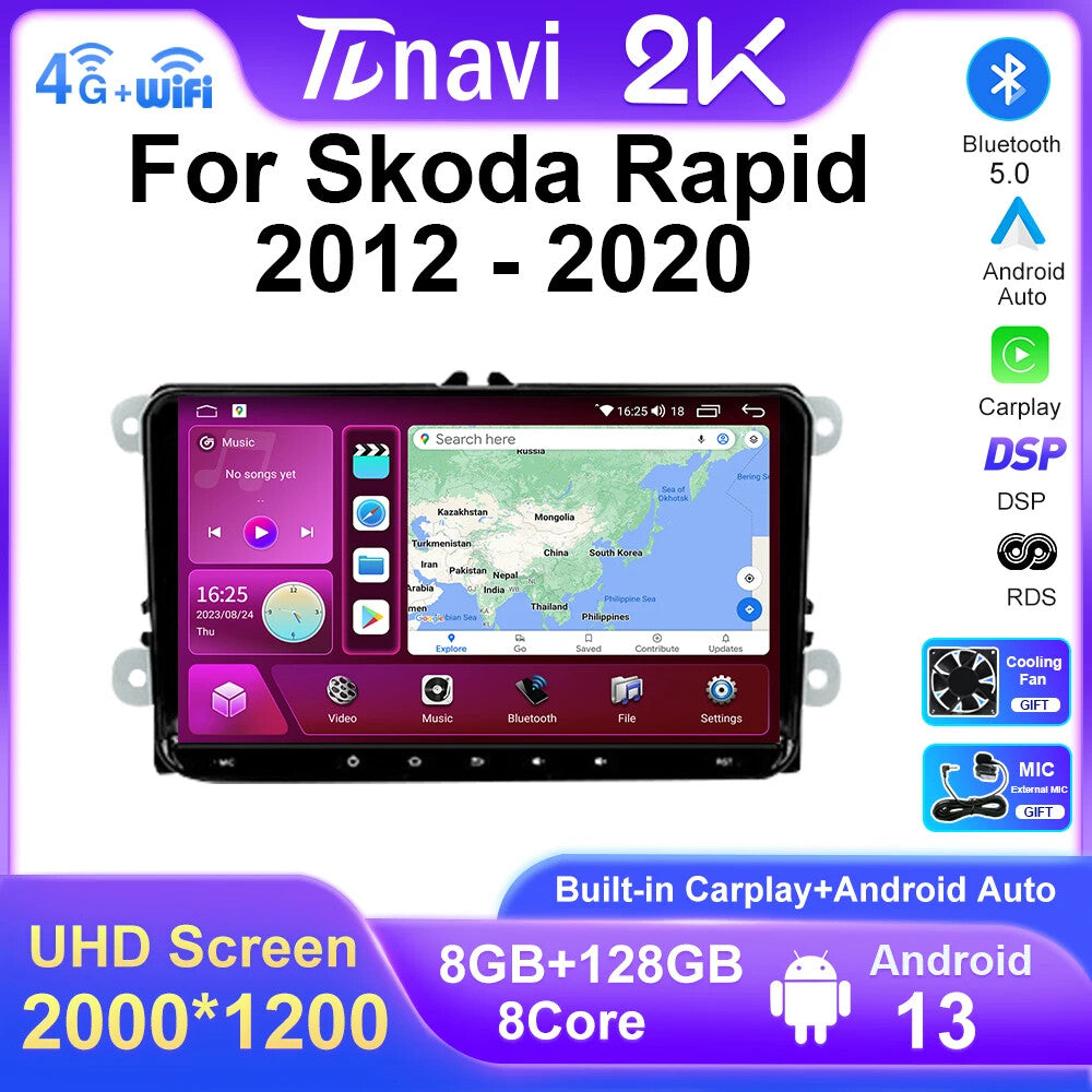 for Skoda Rapid for VW for Volkswagen for Golf Polo Android CarPlay Car Radio GPS 4G Screen