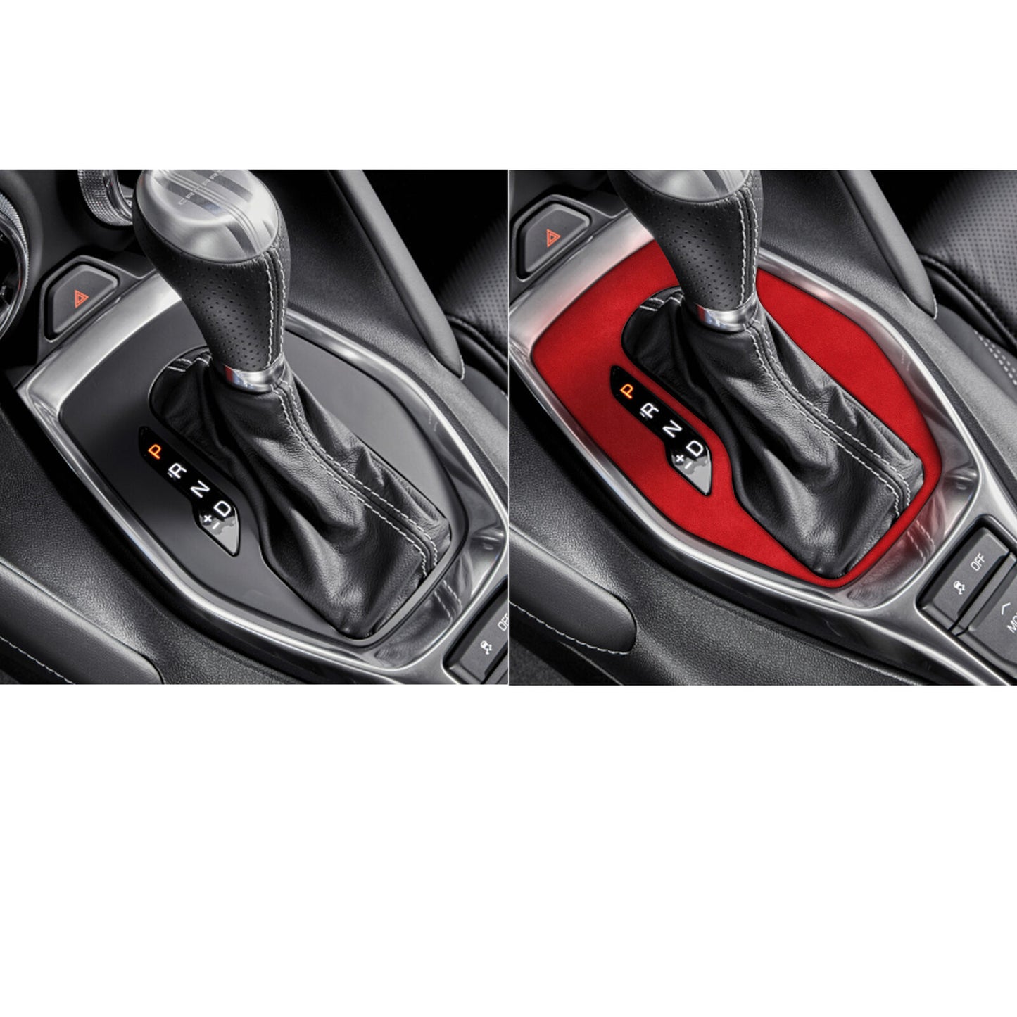 Console Gear Shift Frame Cover Trim 1 for Chevrolet Camaro 2016-2020 Red Suede