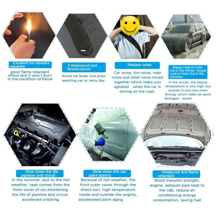 200X50CM Sound Deadener Noise Proof Mat Car Firewall Heat Shield Insulation 10MM