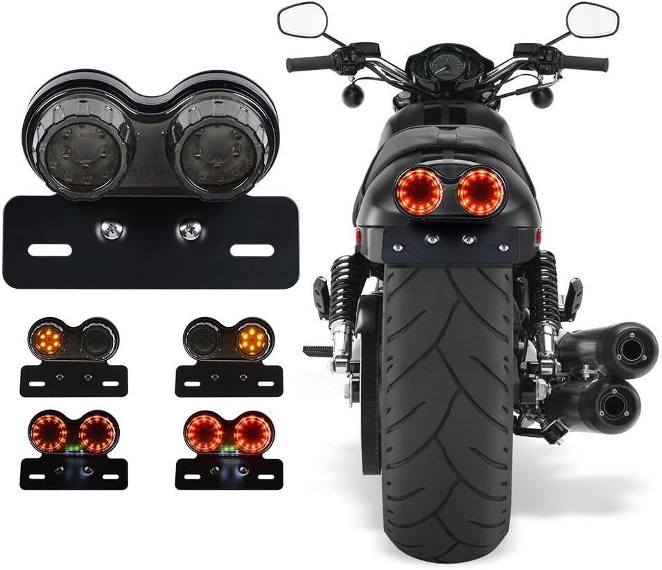 Motorcycle LED Turn Signals Brake Stop Light License Plate Integrated Tail Light