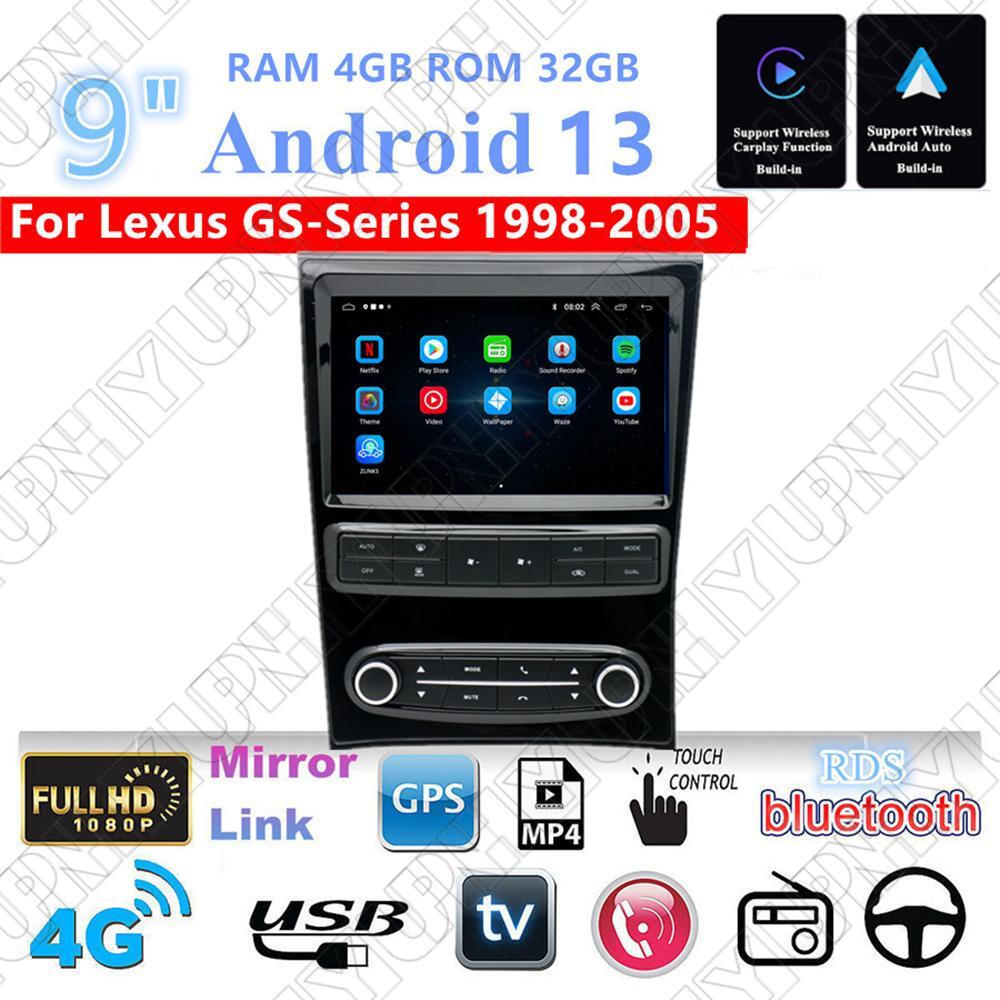 For 98-05 for Lexus GS300 GS400 GS430 Carplay 4+32GB Radio Stereo GPS Nav Wifi FM 9