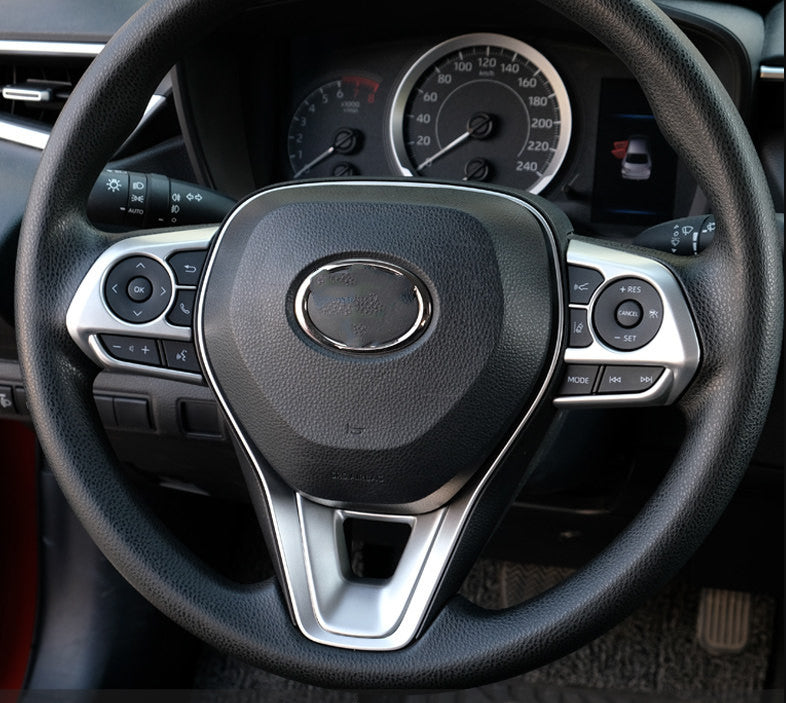 3P Matte Silver Inner Steering Wheel Frame Trim for Toyota for Corolla Cross 22-24