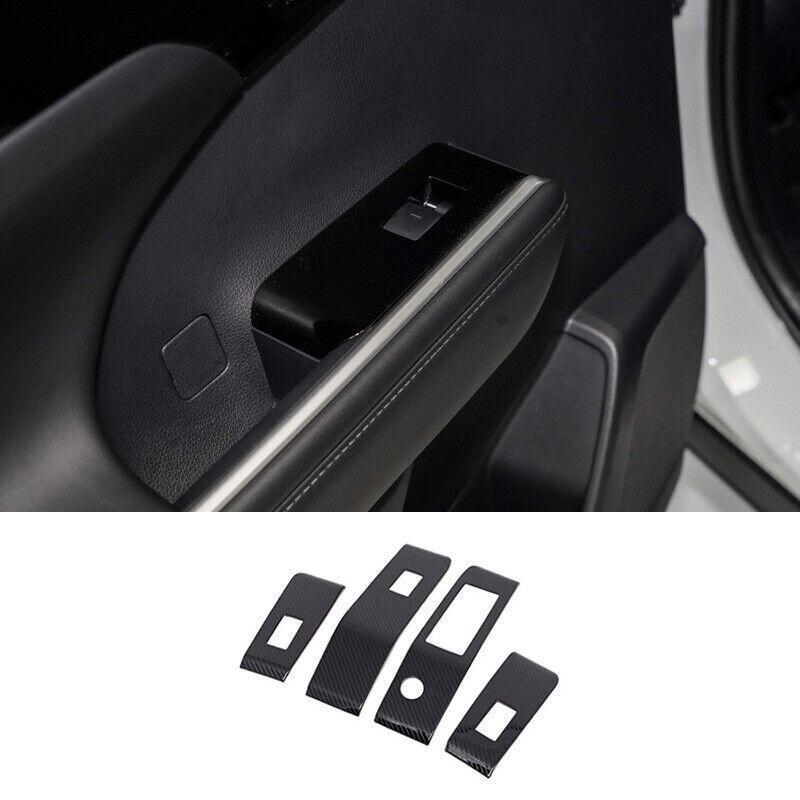 Carbon Fiber Steel Window Lift Panel Switch Cover for Toyota Highlander 2020-23