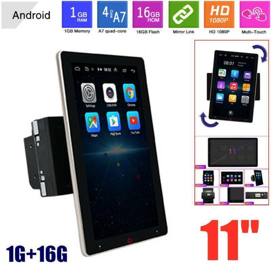 Rotatable 11 Android 9.1 Screen Car GPS MP5 Player Wifi BT Radio Video 1G+16G
