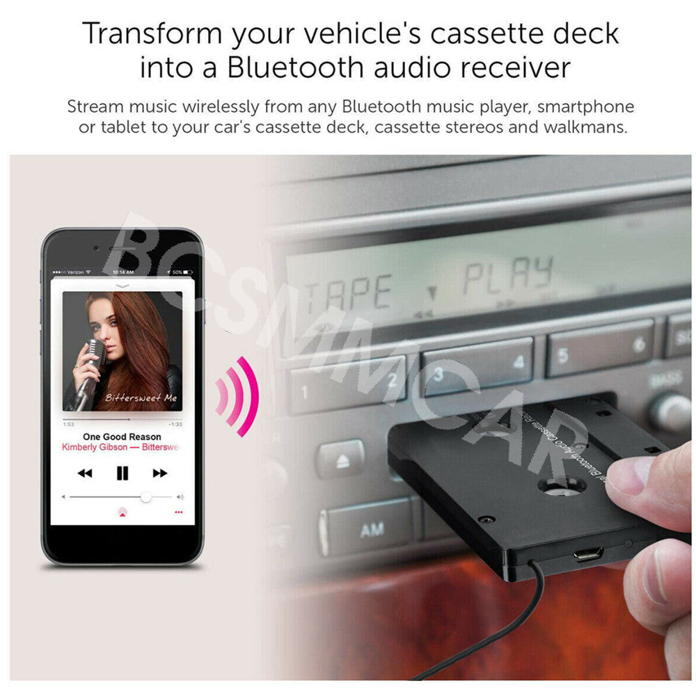 Bluetooth In Car Audio Tape Cassette Adapter Converter For Apple iPhone Android