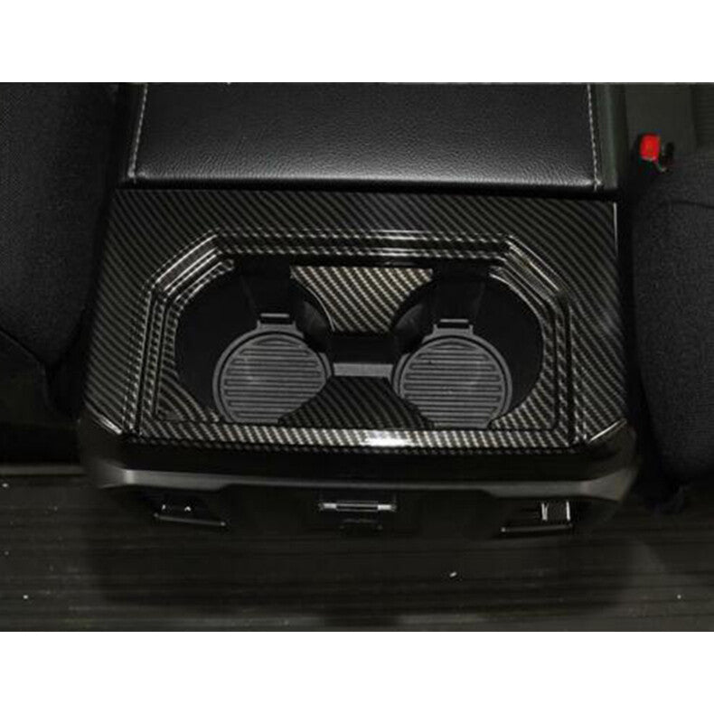 for Ford F150 F-150 2015-20 Carbon Fiber Armrest Box Rear Cup Holder Trim Cover