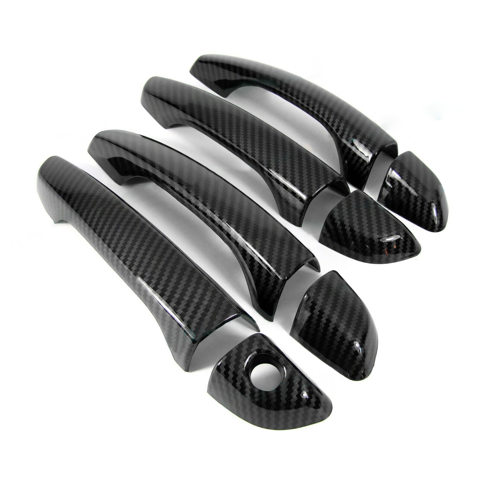 For 2017-2020 for Hyundai for Elantra Side Door Handle Covers Trims Glossy Carbon Fiber
