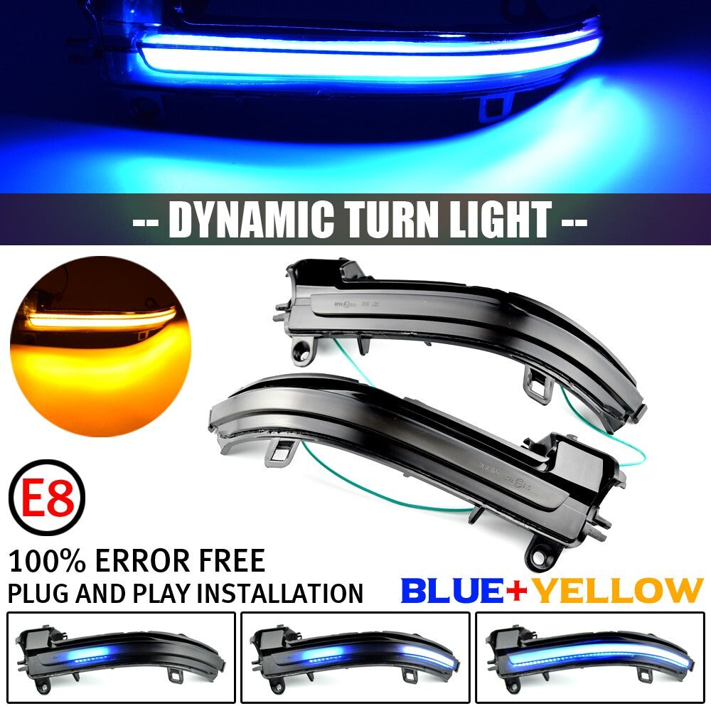 2pcs LED Dynamic Side Mirror Turn Signal Light Assembly Blue for BMW F20 F30 F21