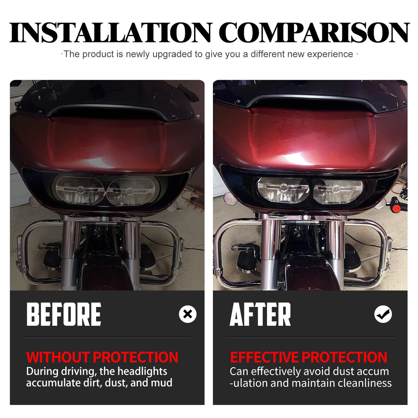 Vivid Black Headlamp Headlight Trim Cover Bezel Fit for Harley Road Glide 15-22