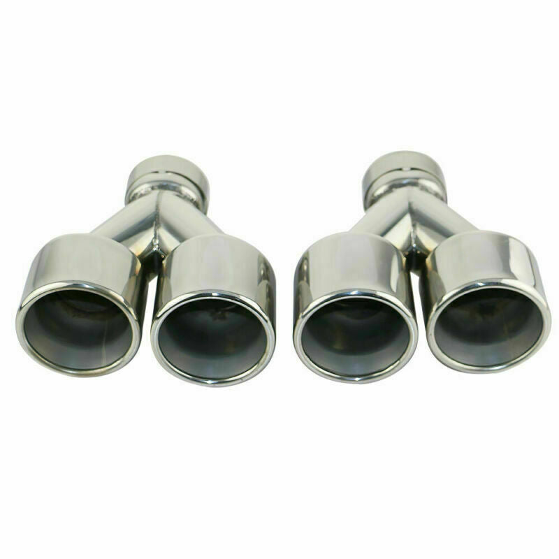2pcs 2.5 ID 3.5'' OD Universal End Pipe Double Wall Exhaust Tips Clamp-on Tips