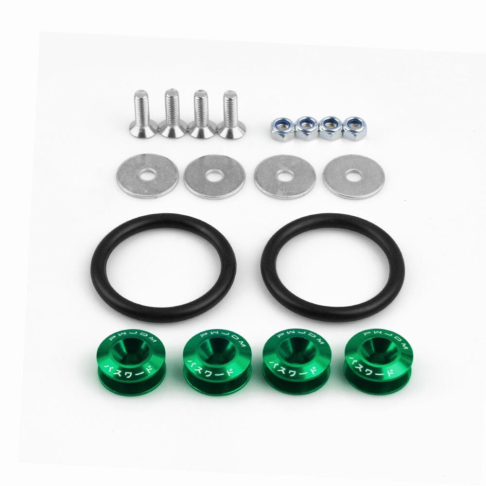 Green JDM Quick Release Fasteners Car Bumpers Trunk Fender Hatch Lids Kit
