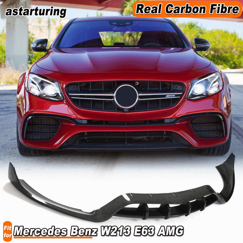 for Mercedes-Benz W213 E63 S 2016-2019 REAL CARBON Front Bumper Lip Spoiler