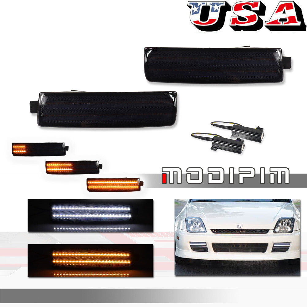 2-Piece Smoke Switch LED Signal Light Left + Right Set for Honda Prelude 1997-2001