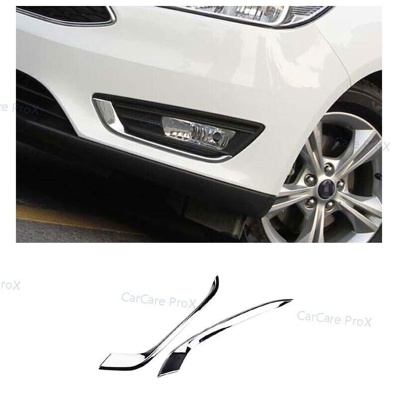 2P Front Fog Light Lamp Moulding Strip Trim Chrome for Ford Focus ST RS 15-2018