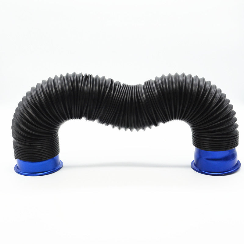 Car 3 PVC Blue Flexible Extensible Offroad Cold Air Intake Pipe Inlet Hose Pipe