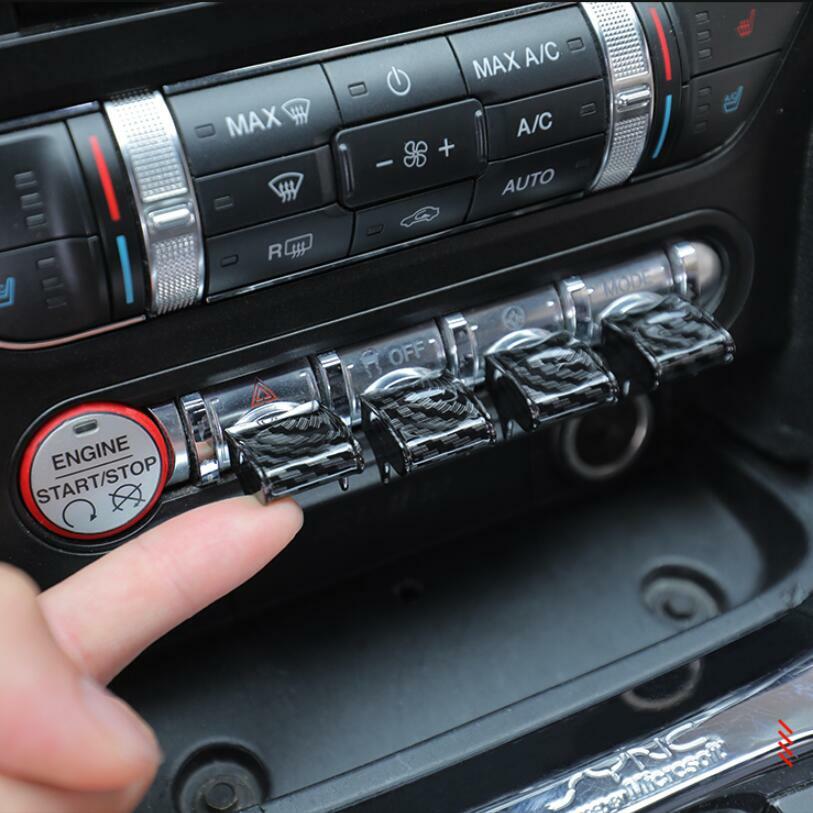 For 15-2021  for ford  for Mustang Carbon Interior Center Control Button Switch Cover Trim