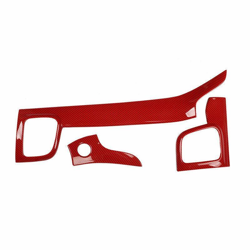 for Jeep Grand Cherokee 11-21 RHD Control Dashboard Panel Trim Red Carbon Fiber
