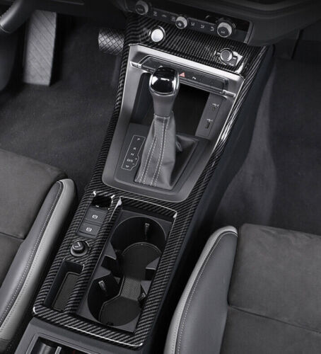 for Audi Q3 RS 2019-23 Carbon Fiber ABS Center Console Gear ShiftCup Cover Trim