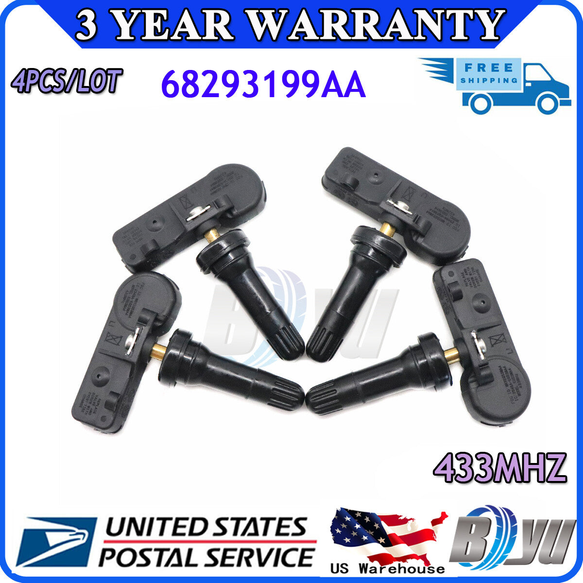 new 4-Piece TPMS Tire Pressure Sensor Set (68293199AA) for 2019-2022 for Dodge for Ram 1500 DT
