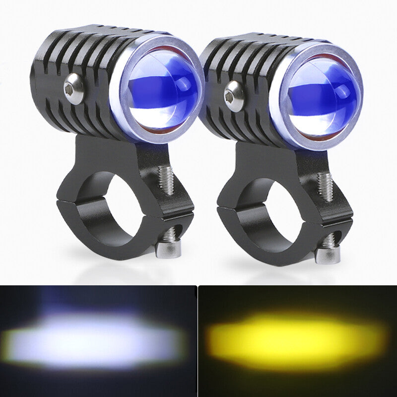 2x LED YellowWhite Spot Light Motorcycle Headlight Bulb Fog Lamp with Bracket