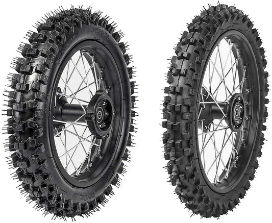 60/100-14 + 80/100-12 front and rear tires and rims CRF 110 SSR Apollo 125 Pit bicycle