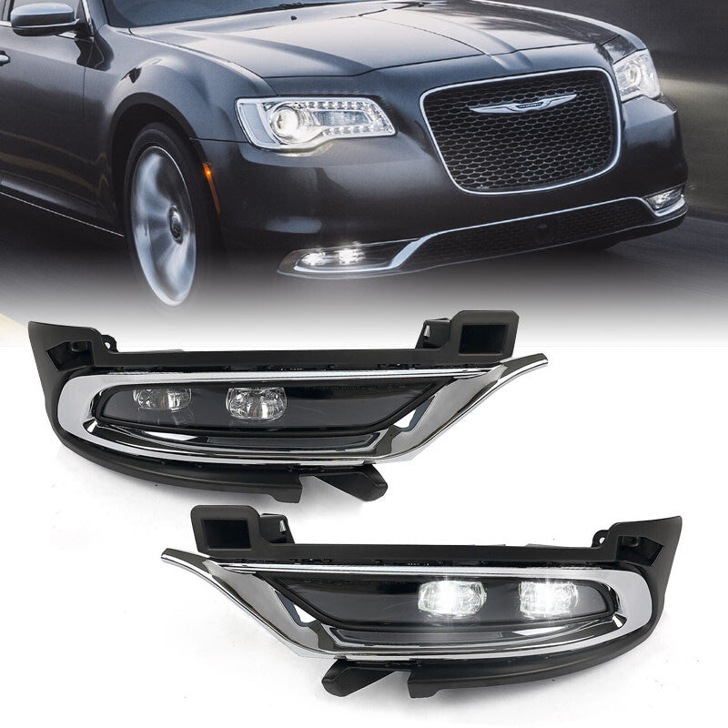 2P LED Chrome Fog Light Driver for 2015-2021 for Chrysler 300s + Switch