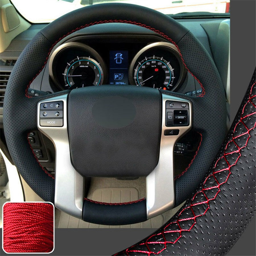 1x Stitching Leather Steering Wheel Cover Black for Toyota Tacoma Tundra for 4Runner
