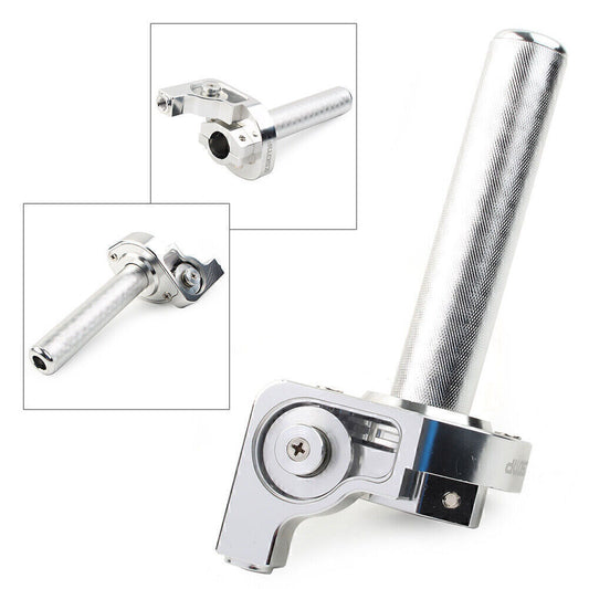 7/8inch CNC Motorcycle Handlebar Hand Grip Twist Throttle Accelerator Silver