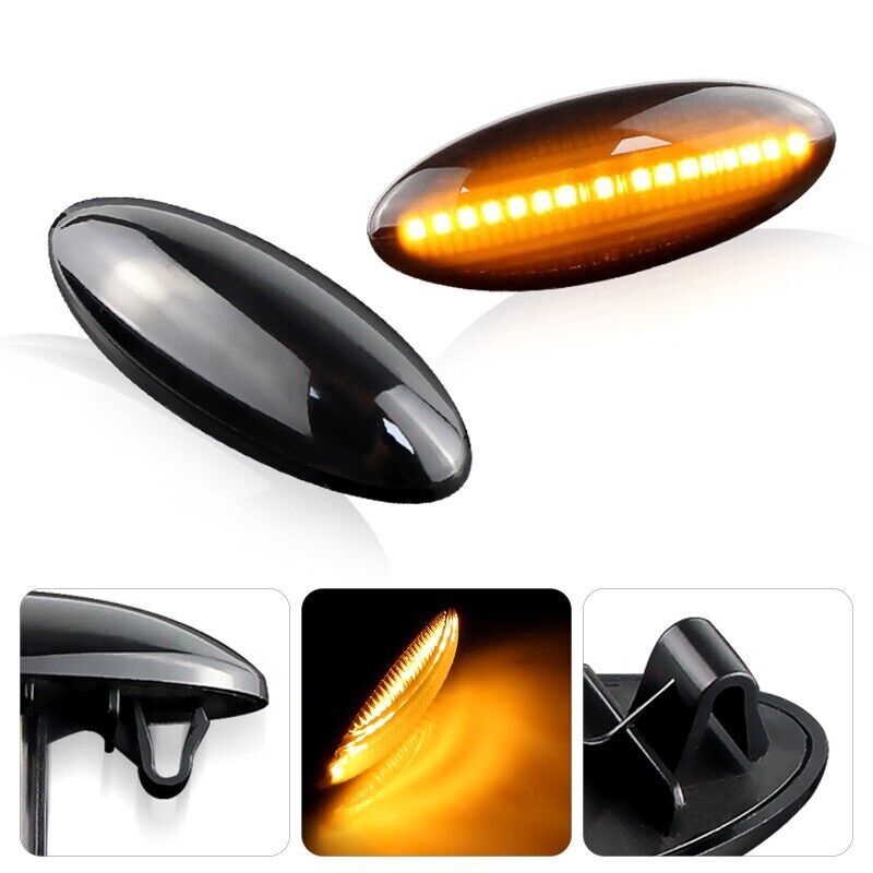 Smoke Lens Amber LED Signal Side Marker Lights for 05-09 for Toyota Yaris Hatchback