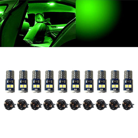 Green Light 10Pcs T10 3030-6SMD LED Lights License Plate High Lights Bulb