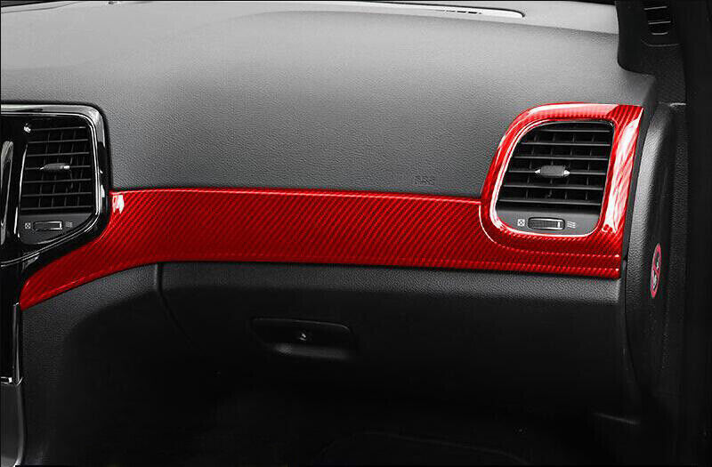 for Jeep Grand Cherokee 2011-20 ABS Red Carbon Fiber Dashboard Air Vent Trim 3x