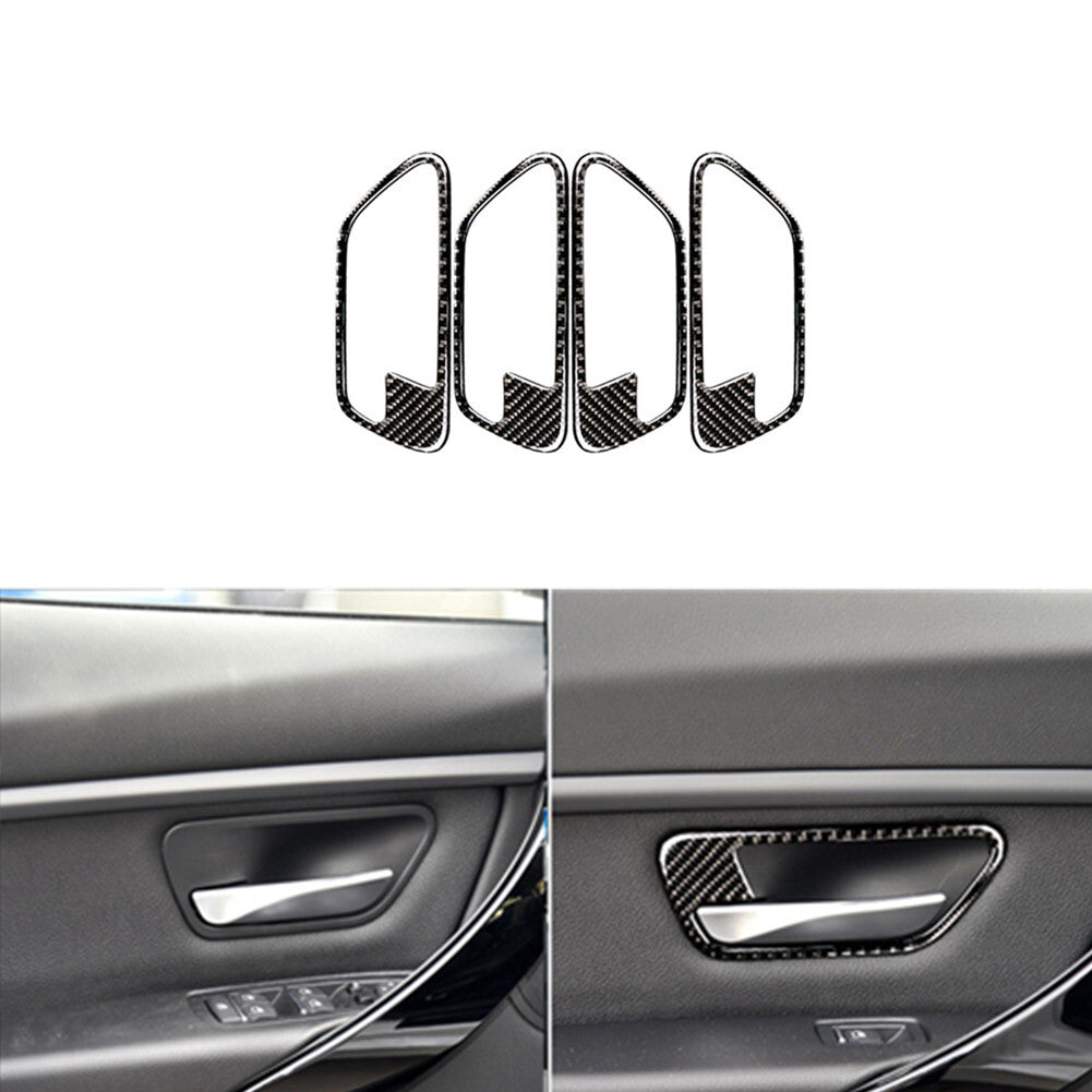 Carbon Fiber Inner Door Handle Frame Trim Cover for BMW 3 Series F30 2013-2018