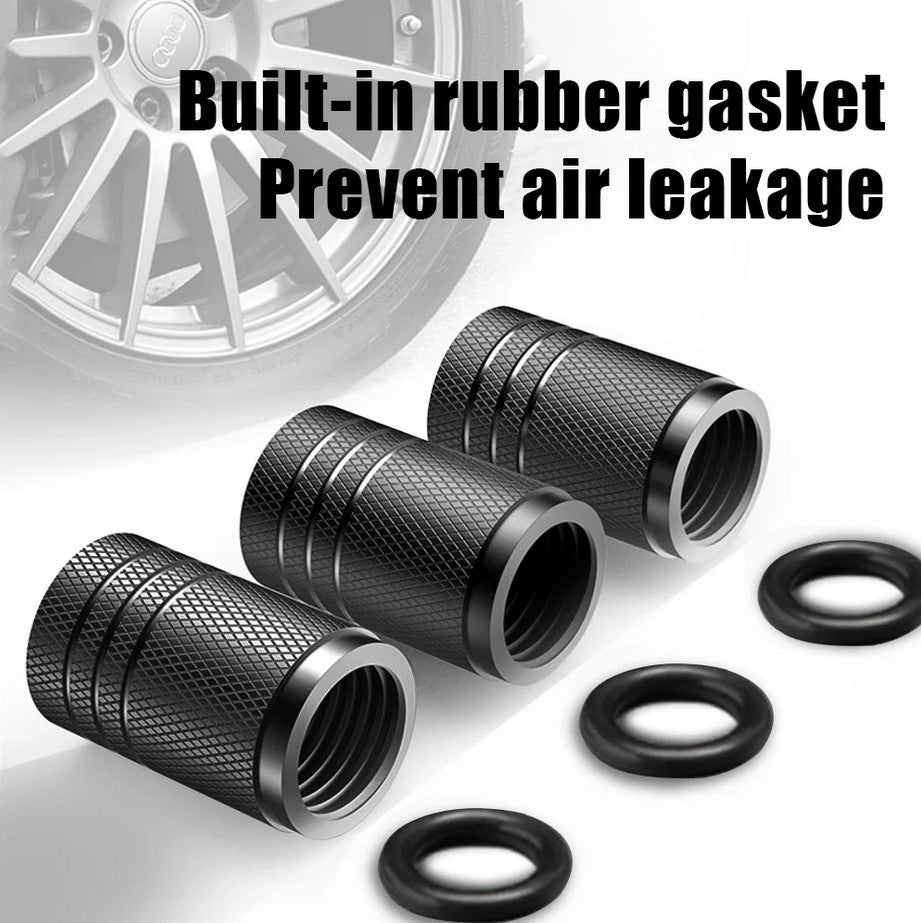 4-piece car tire valve cover rod air dust cover, silver and black skull design, suitable for Volvo .